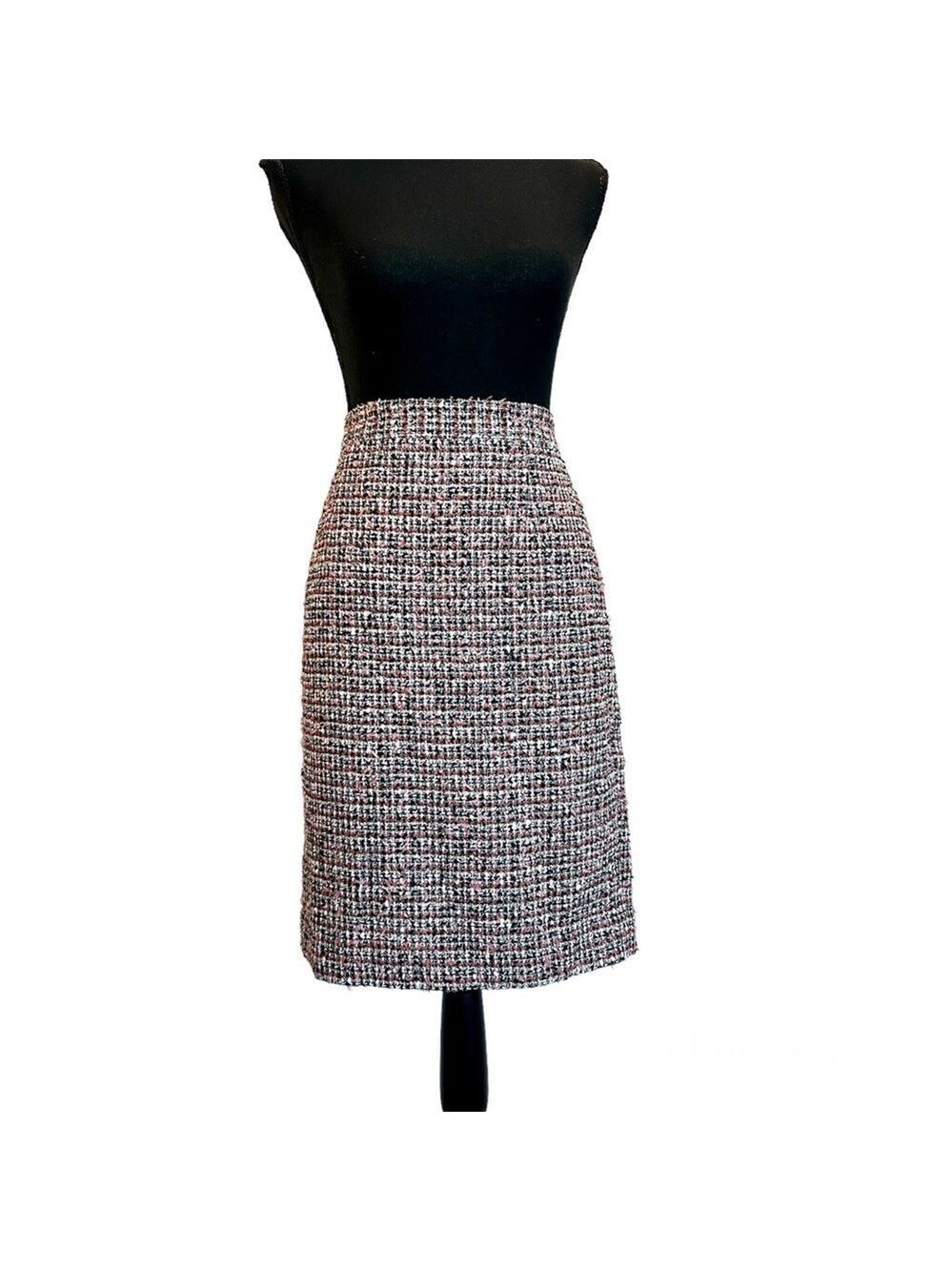 J. Crew Collection red black white tweed pencil skirt Sz 10